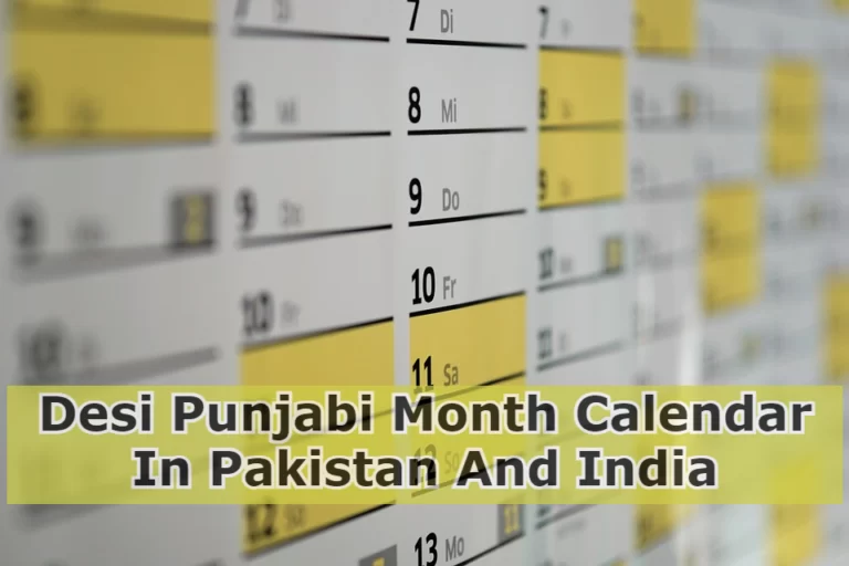 Desi Punjabi Month Calendar In Pakistan And India