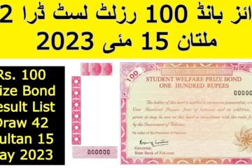 Prize Bond Rs. 100 Result List Draw 42 Multan 15 May 2023