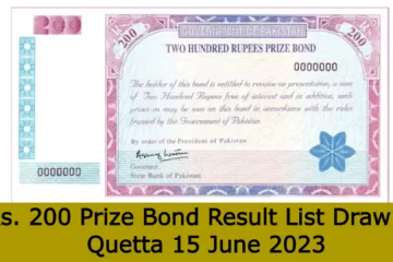 Rs. 200 Prize Bond Result List Draw 94 Quetta 15 June 2023