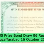 Rs. 750 Prize Bond Draw 96 Result List Muzaffarabad 16 October 2023